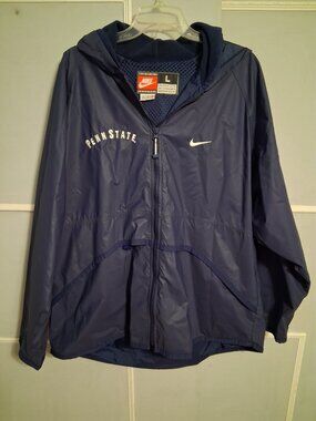 Penn State 90s Vintage Jacket Mens L Navy Blue Nike Nylon Embroidered Logo Zip